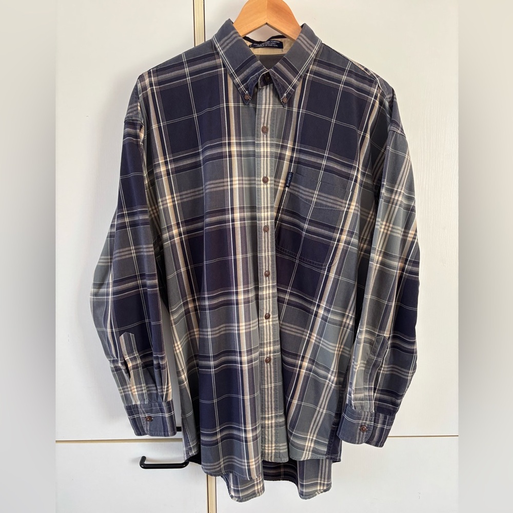Vintage Chaps Ralph Lauren Plaid Button Down Shirt Men Large Old Money Academia - Picture 3 of 10